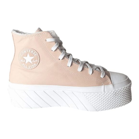 CONVERSE Chuck Taylor All Star 2X Platform High "Cozy Sherpa/Vachetta Beige" Sne - Picture 6 of 9
